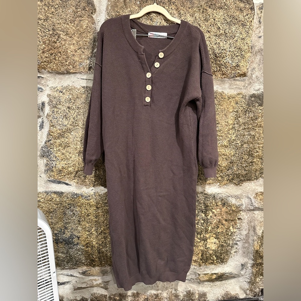 Free People Brown Button-Down Dress